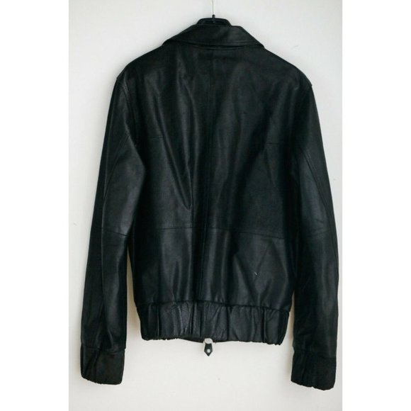 J.Lindeberg Men's Black Leather Classic Jacket w Chunky Zippers L - Picture 4 of 9